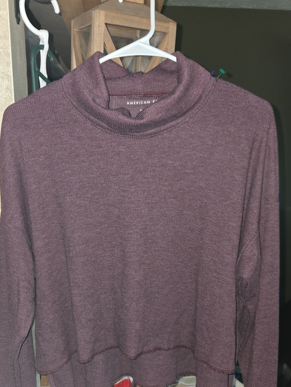 American Eagle Outfitters Dusty Mauve Mock Neck Crop Top